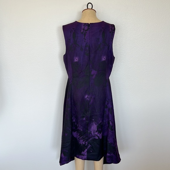 N Natori Women's Abstract Floral Jacquard A Line Dress Purple Size 14 - Picture 5 of 10